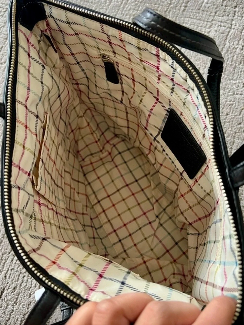 Coach Black Signature Tote with Metallic Band